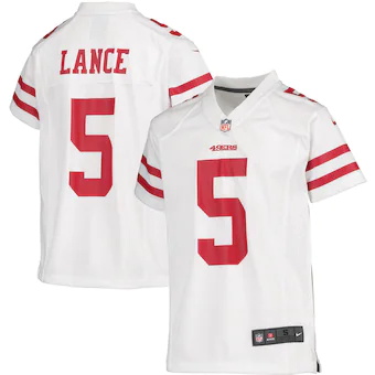 youth nike trey lance white san francisco 49ers player game